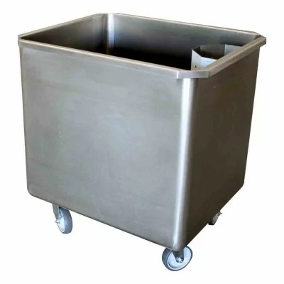 L2G - Cuve roulante inox 304 bonde+crepine 2 roul. fixes et 2roul.pivotante surverse