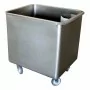 L2G - Cuve roulante inox 304 bonde+crepine 2 roul. fixes et 2roul.pivotante surverse