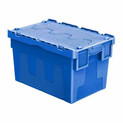 L2G - Caisse de livraison pour drive en PP 67 L couleur bleue avec couvercle avec 2 rabats