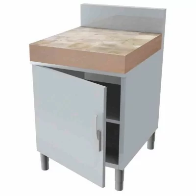 L2G - Meuble billot bois épaisseur 100mm 2p.coulissantes dessus cadre pour 2 billots 598x648x100 mm