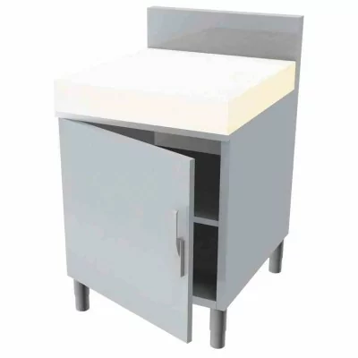 L2G - Meuble billot poly épaisseur 100mm 2p.coulissantes dessus cadre pour 2 billots 598x648x100 mm