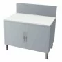 L2G - Meuble de découpe fromage surbaisse inox dessus poly blanc épaisseur 20 mm portes battantes