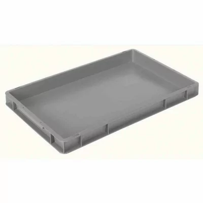 L2G - Bac EN 600x400 h50 mm gerbable et empilable fond et parois pleins couleur grise