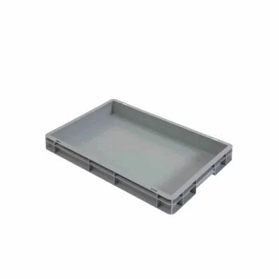 L2G - Bac EN 600x400 h75 mm gerbable et empilable fond et parois pleins couleur grise