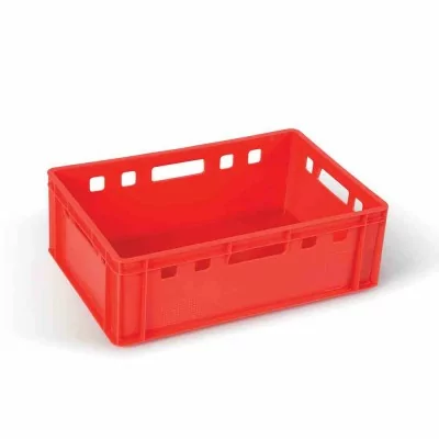 L2G - Bac de manutention 600x400 mm en HDPE empilable couleur rouge fond lisse