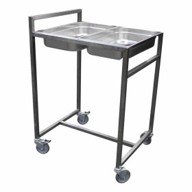 L2G - Chariot cuvier inox pour bac gn 4 roues dont 2 freinées