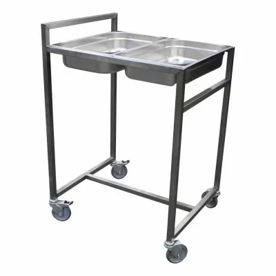 L2G - Chariot cuvier inox pour bac gn 4 roues dont 2 freinées