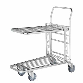 L2G - Chariot de manutention galvanisé avec vernis transparent emboitable 2 niveaux