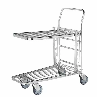 L2G - Chariot de manutention galvanisé avec vernis transparent emboitable 2 niveaux