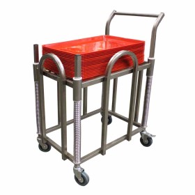 L2G - Chariot inox 304 à niveau constant pour plateaux ABS 600x400mm