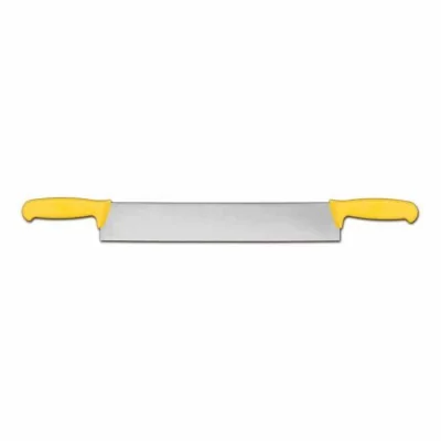L2G - Couteau à fromage 2 mains manches jaune surmoule L. 400 mm