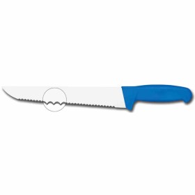 L2G - Couteau à poisson cranté L. 420 mm manche surmoule bleu