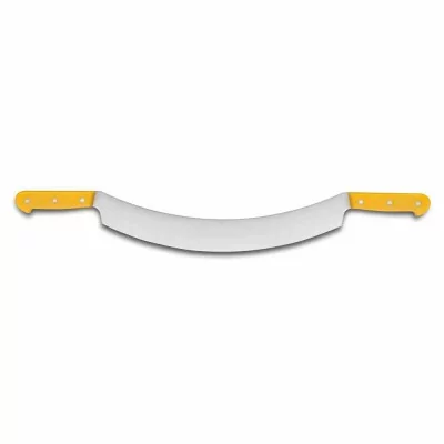 L2G - Couteau hollandais lame incurvee 2 manches rivetes jaunes L. 350 mm