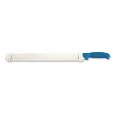 L2G - Couteau saumon à barette reglable avec guide lame 40cm manche moule réglage 0,1mm à 5mm