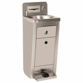 L2G - Lave-mains autonome inox commande par pédale doseur savon + boite a papier + 2 jerricans 10 L