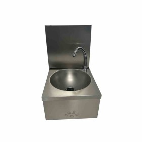 L2G - Lave-mains inox 304 cuve ronde dosseret amovible avec cdc mitigeur ec/ef bonde et siphon