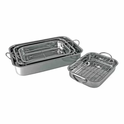L2G - Set de 4 plats à lasagne inox avec grilles 