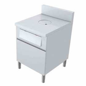 L2G - Meuble poubelle dessus avec tvo +dosseret 150x50mm poubelle inox sur tiroir coulissant