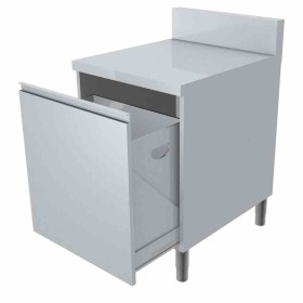 L2G - Meuble poubelle dessus inox + dosseret inox sur tiroir coulissant 600x800x850 mm