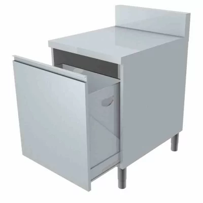 L2G - Meuble poubelle dessus inox + dosseret inox sur tiroir coulissant 600x800x850 mm