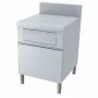 L2G - Meuble poubelle inox 304 tiroir coulissant+volet basculant dessus inox dosseret 150x50 mm