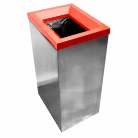 L2G - Poubelle de tri selectif inox 304 avec couvercle amovible peint en rouge