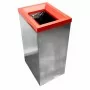 L2G - Poubelle de tri selectif inox 304 avec couvercle amovible peint en rouge