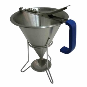 L2G - Entonnoir doseur inox avec 3 douilles Ø 2 4 6 mm avec support et collecteur de gouttes