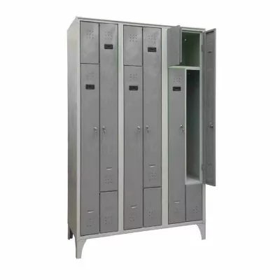 L2G - Armoire vestiaire gain de place type L 3 colonnes de 2 cases L. 400 mm gris