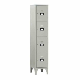 L2G - Armoire vestiaire multicases 1 colonne 4 cases sur pieds fermeture a clé couleur gris