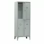 L2G - Armoire vestiaire multicases 2 colonnes 4 cases sur pieds fermeture a clé couleur gris