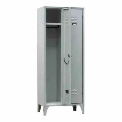L2G - Vestiaire industrie propre acier sur pieds 2 cases couleur grise