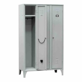 L2G - Vestiaire industrie propre acier sur pieds 3 cases couleur grise