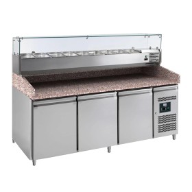 L2G - Meuble à pizzas 2 portes + tiroirs, dessus saladette 9x GN 1/3