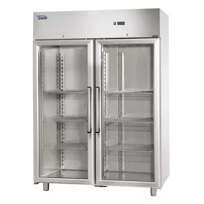 SOFRACOLD - Armoire vitrée GN 2/1 inox positive - 1209 L