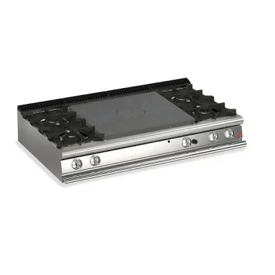 BARON - Plaque de cuisson - Top 4 feux vifs gaz + Plaque coup de feu - Gamme QUEEN 700