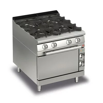 BARON - Fourneau - 4 feux vifs gaz sur four gaz - Gamme QUEEN 700