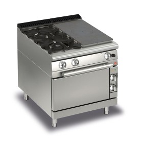 BARON - Fourneau - 2 feux vifs gaz + 1/2 plaque coup de feu sur four gaz - Gamme QUEEN 700