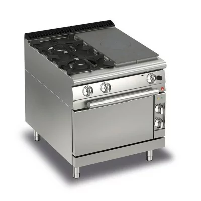 BARON - Fourneau - 2 feux vifs gaz + 1/2 plaque coup de feu sur four gaz - Gamme QUEEN 700