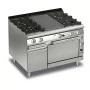 BARON - Fourneau - 4 feux vifs gaz + 1/2 plaque coup de feu sur four gaz et placard fermé - Gamme QUEEN 700