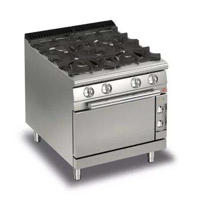 BARON - Fourneau - 4 feux vifs gaz sur four électrique - Gamme QUEEN 700