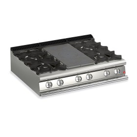 BARON - Plaque de cuisson - Top 4 feux vifs gaz + 1/2 plaque coup de feu - Gamme QUEEN 700