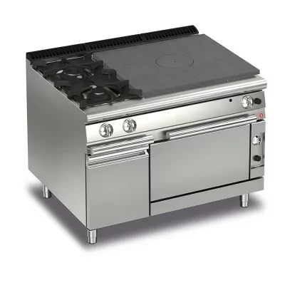 BARON - Fourneau - 2 feux vifs + plaque coup de feu sur four électrique et placard fermé - Gamme QUEEN 700
