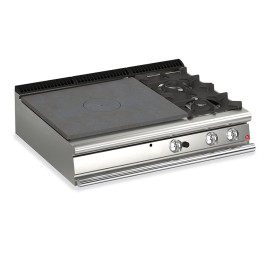 BARON - Plaque de cuisson - Top 2 feux vifs à droite + Plaque coup de feu - Gamme QUEEN 700