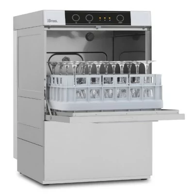 COLGED - Lave-verres avec pompe de vidange et adoucisseur - 8 litres - STEELTECH V1 - Panier 390 x 390 mm