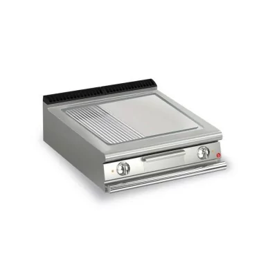 BARON - Plancha électrique - Plaque chrome dur - 1/3 Rainurée - Largeur 800 mm - Gamme QUEEN 900