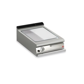 BARON - Plancha gaz - Plaque chrome dur 1/3 rainurée - Largeur 600 mm - Gamme QUEEN 900