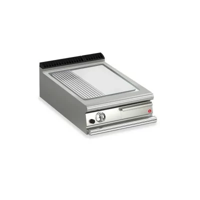 BARON - Plancha gaz - Plaque chrome dur 1/3 rainurée - Largeur 600 mm - Gamme QUEEN 900