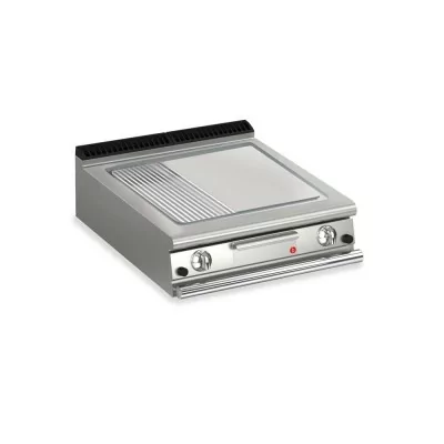 BARON - Plancha gaz - Plaque AISI 430 1/3 rainurée - Largeur 800 mm - Gamme QUEEN 900