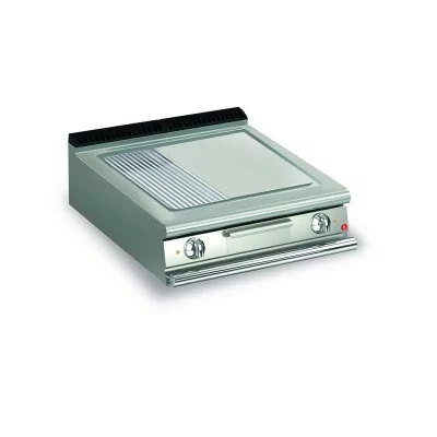BARON - Top plancha électrique - Plaque 1/3 rainurée 37,3 dm² - Chrome dur - Larg. 800 mm - 705 x 490